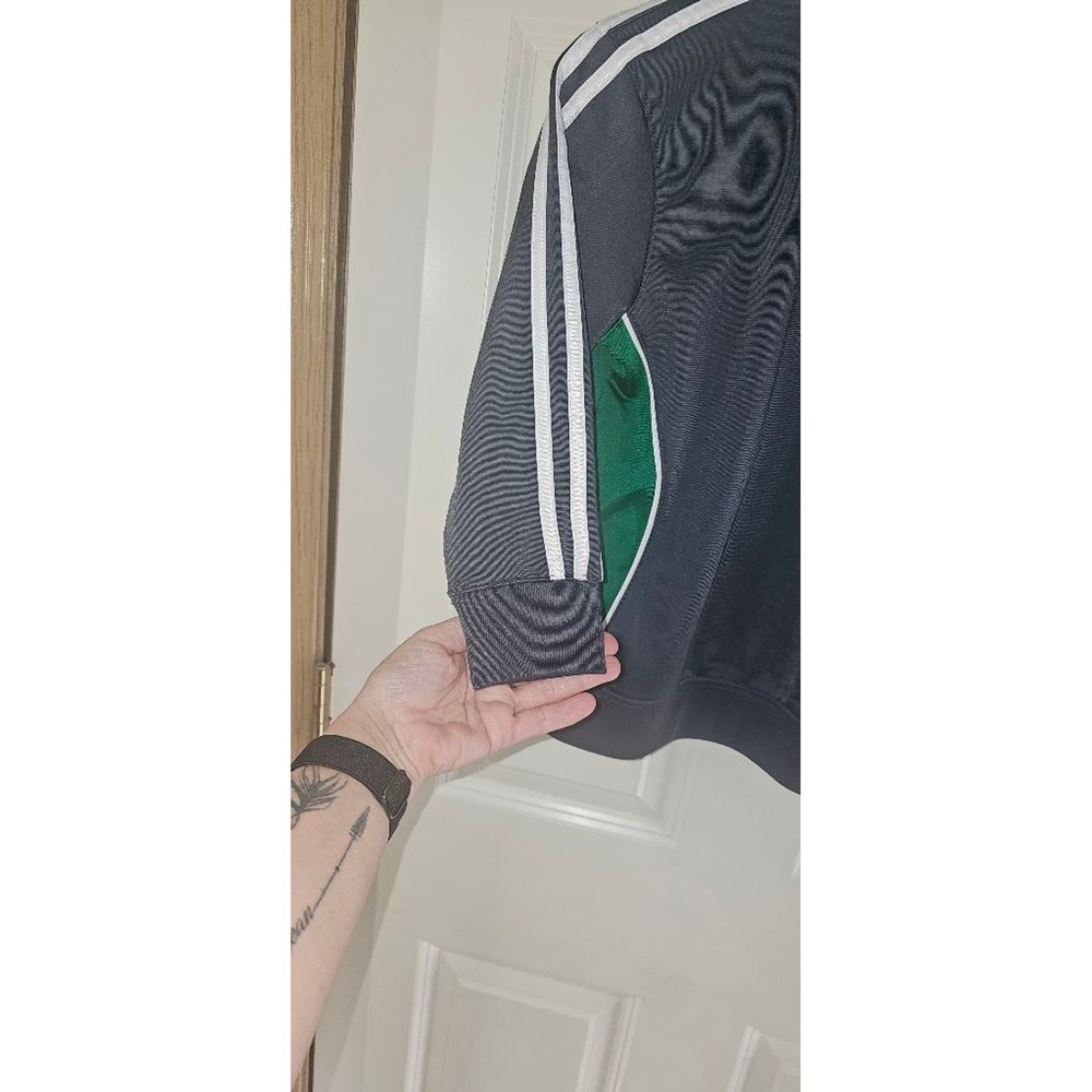 Boys Adidas Gray Green Track Jacket M Zip Up - Picture 8 of 8
